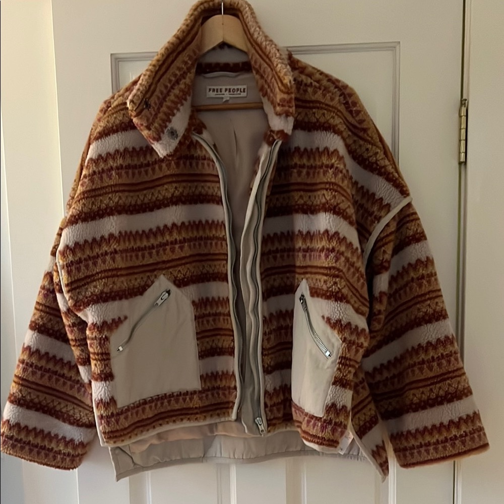Free People Patterned Fleece Jacket